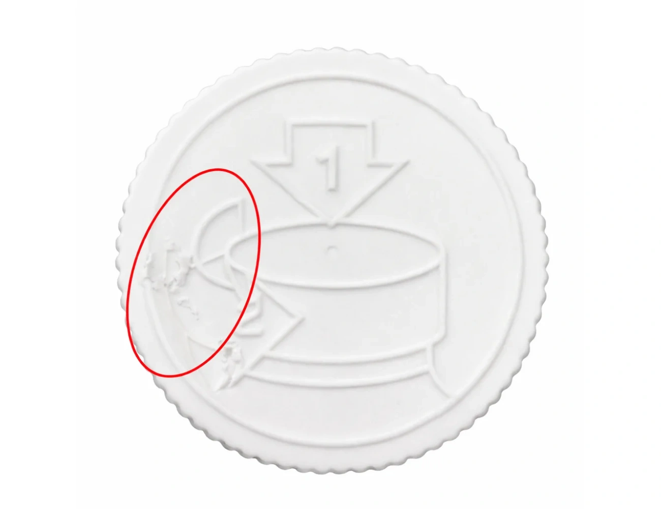 Bottom Damage defect on cap — CIS-XL inspection