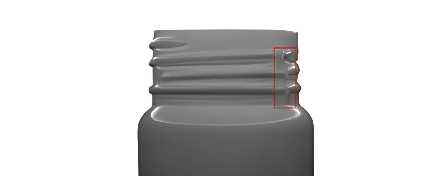 Pin hole defect on bottle base — caught by BIS base camera