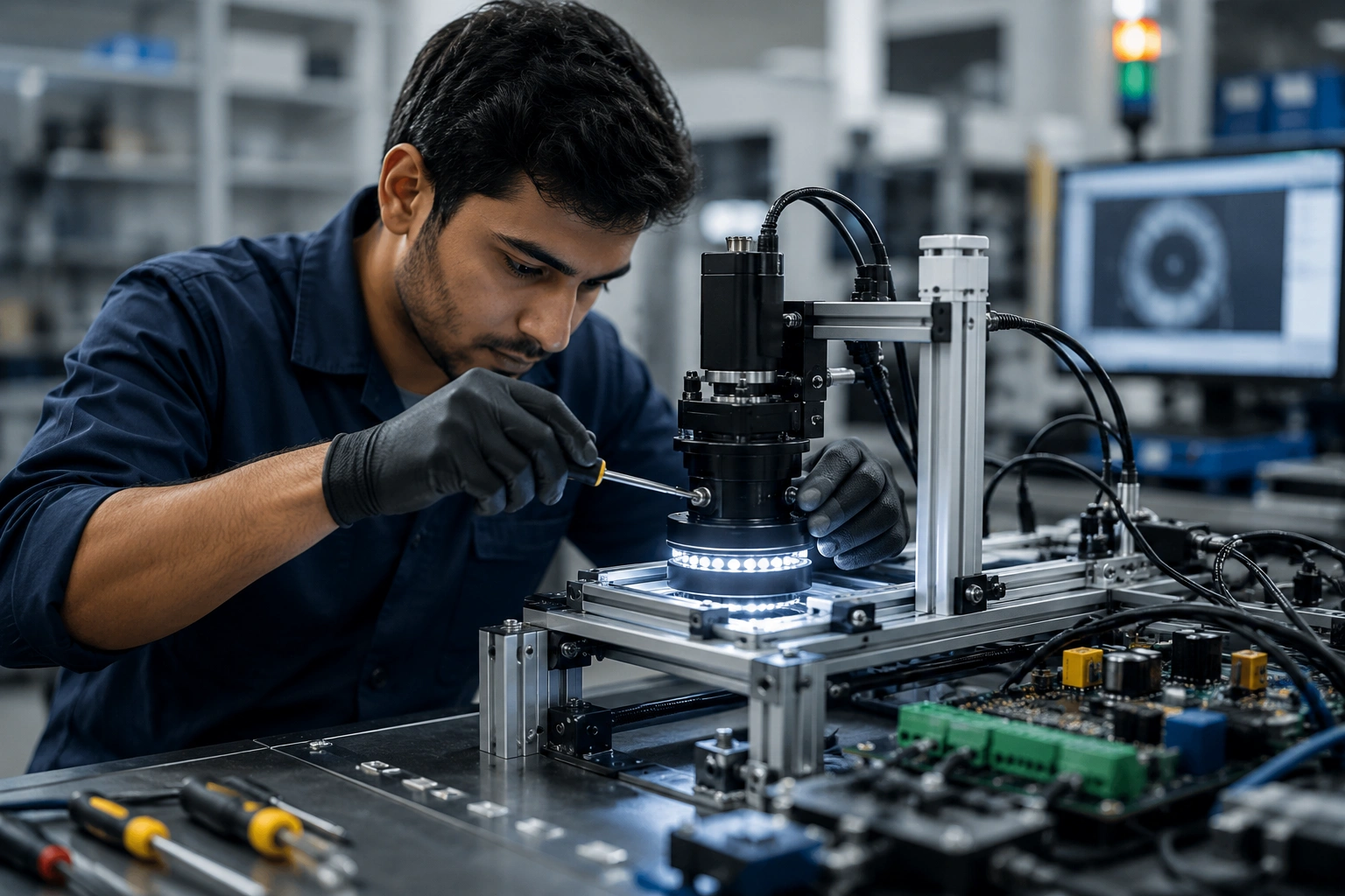 Optomech service and support engineers — on-site installation, commissioning and after-sales service