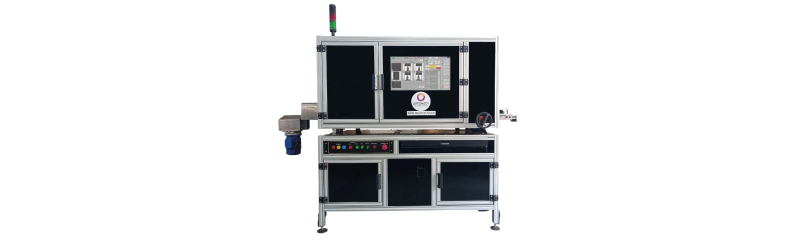 Optomech BIS-EDB eye dropper bottle inspection system in operation