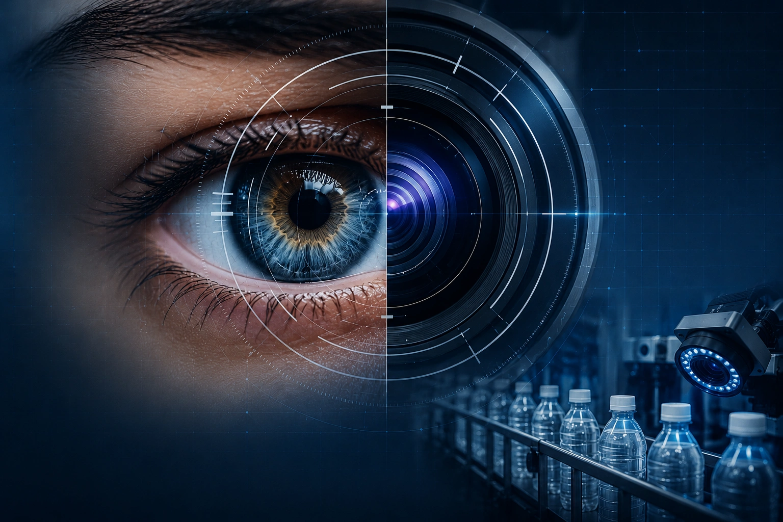 Optomech machine vision inspection system — bottles on production line