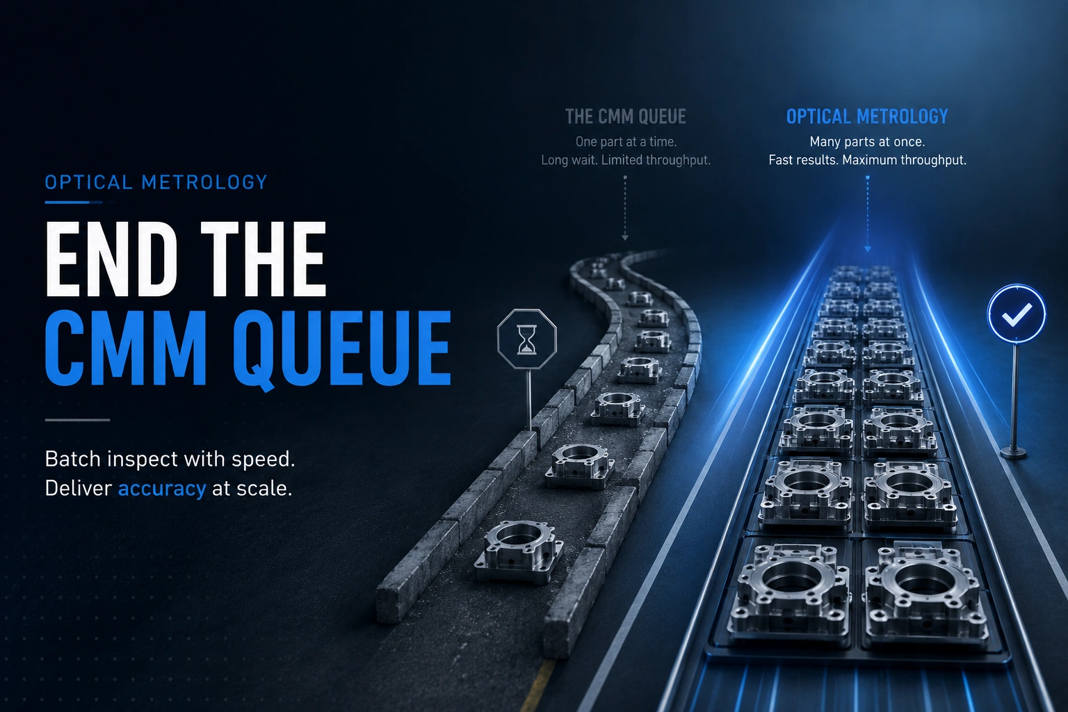 Optical metrology batch inspection vs CMM queue