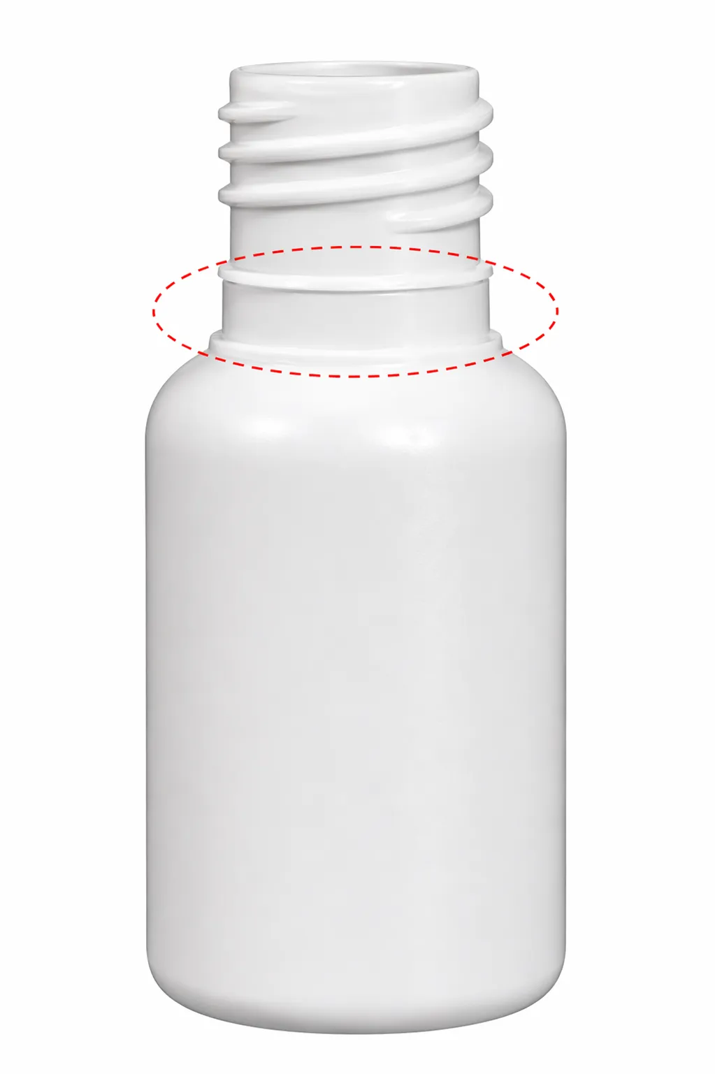 Ratchet not formed defect on eye dropper bottle — detected by BIS-EDB